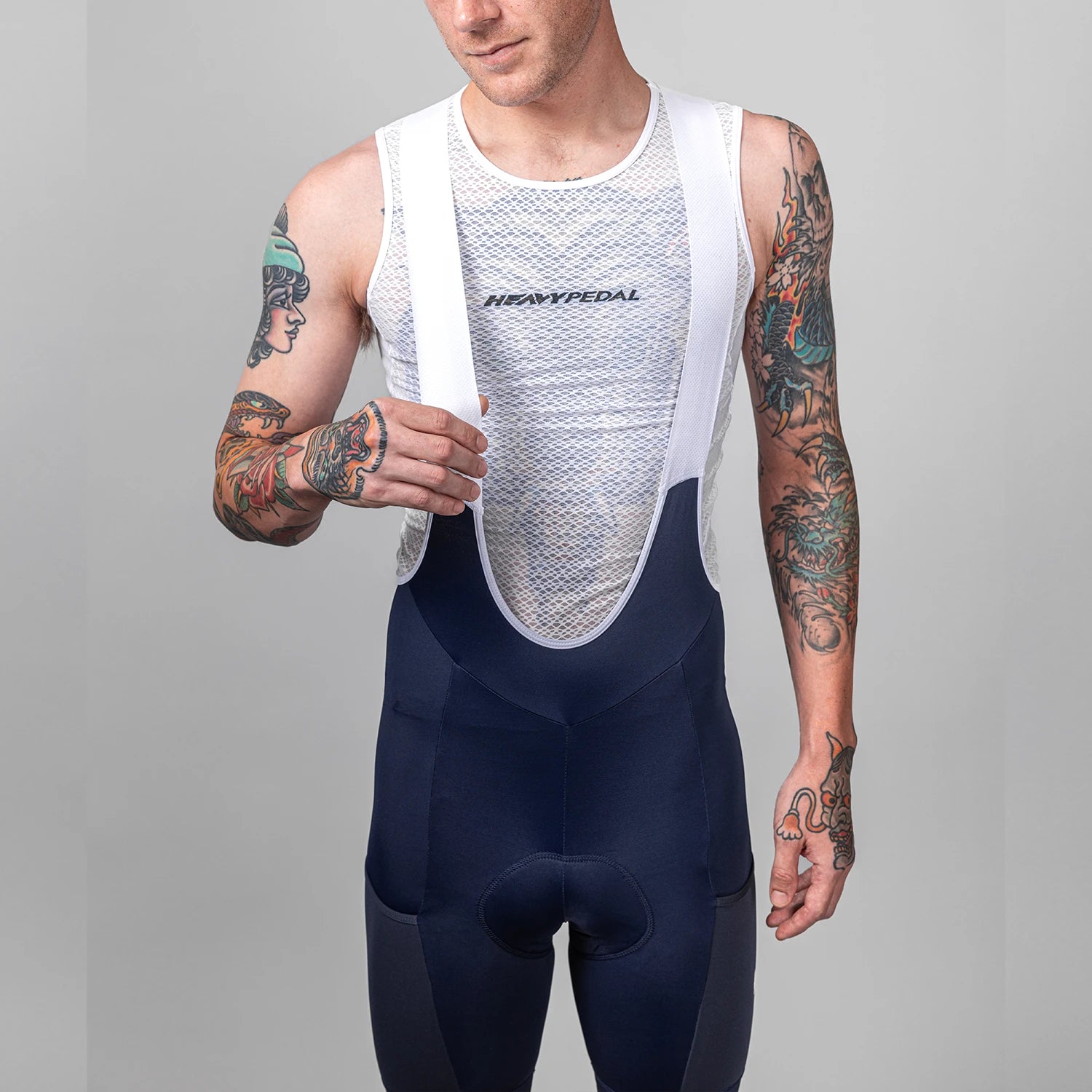 Navy Men's Cargo Blox Bib - Men's Cycling Bib – THE HEAVY PEDAL
